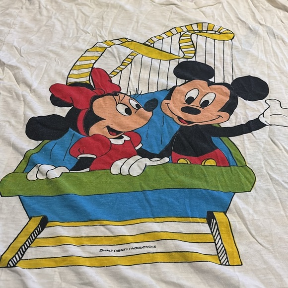 VINTAGE 1970s Walt Disney Productions Mickey and Minnie Double sided tee shirt - Picture 4 of 11